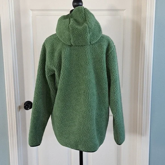 Land's End Fleece Sherpa Oversized Unisex Zipped Chunky Hooded Sweater Jacket - Picture 5 of 9